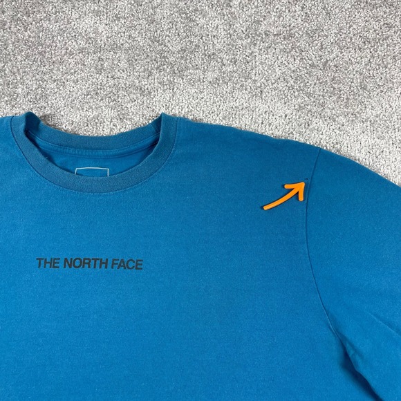North Face T Shirt Mens XXL Mountain Exploring Cotton Blend Short Sleeve Blue - Picture 5 of 13